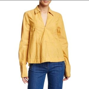 Free People Yellow Poppy Linen Blouse